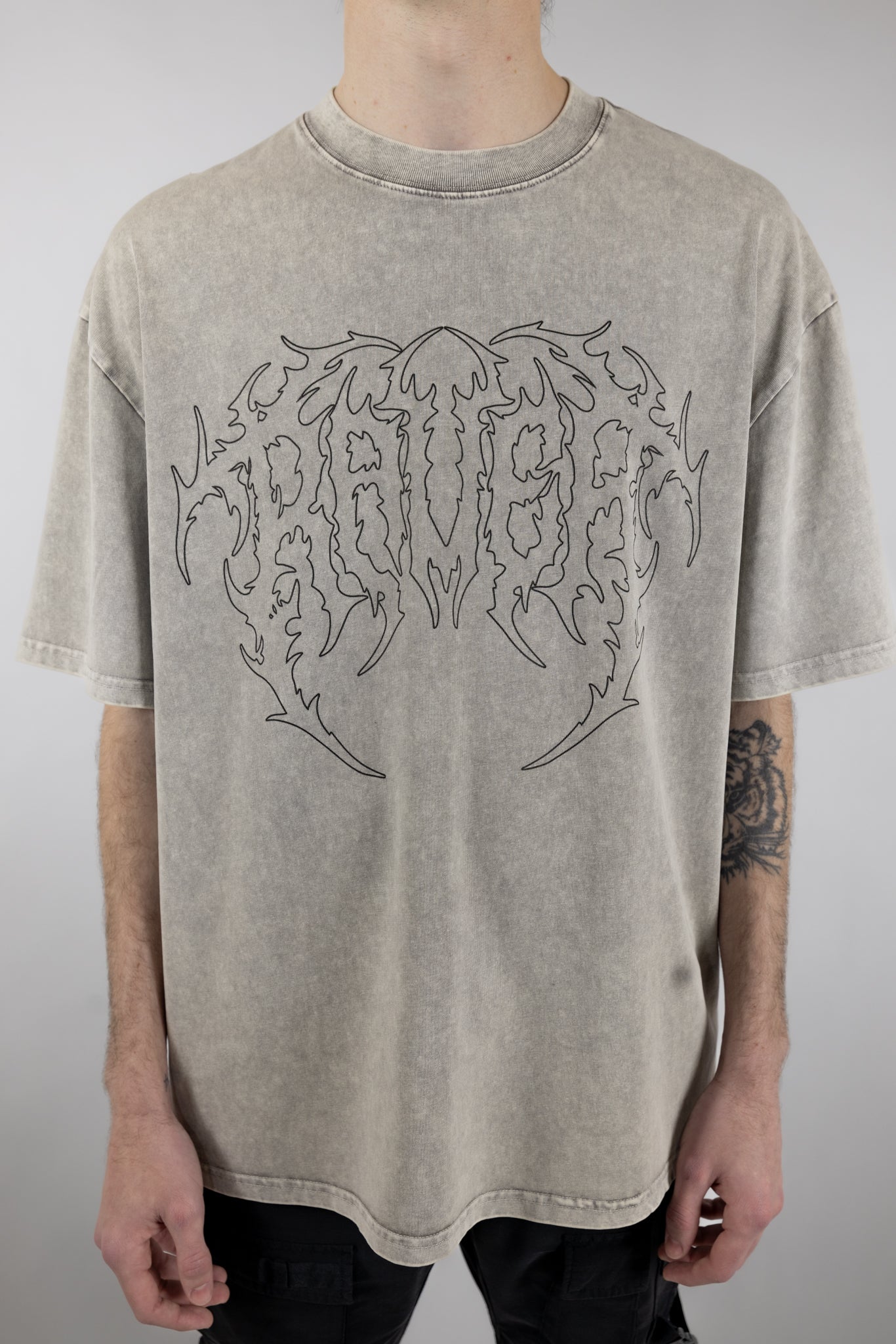 Raver Sigil Oversized Tee | Snow Grey
