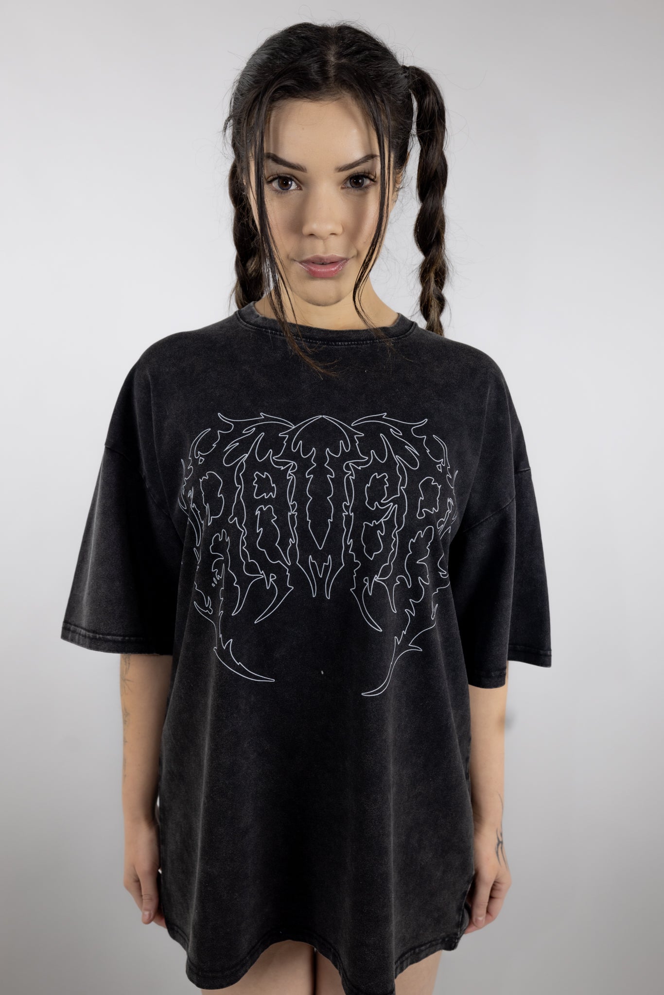 Raver Sigil Oversized Tee | Acid Black