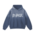 A blue wash hoodie with 'LOS ANGELES' written across the front 