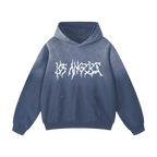 A blue wash hoodie with 'LOS ANGELES' written across the front 