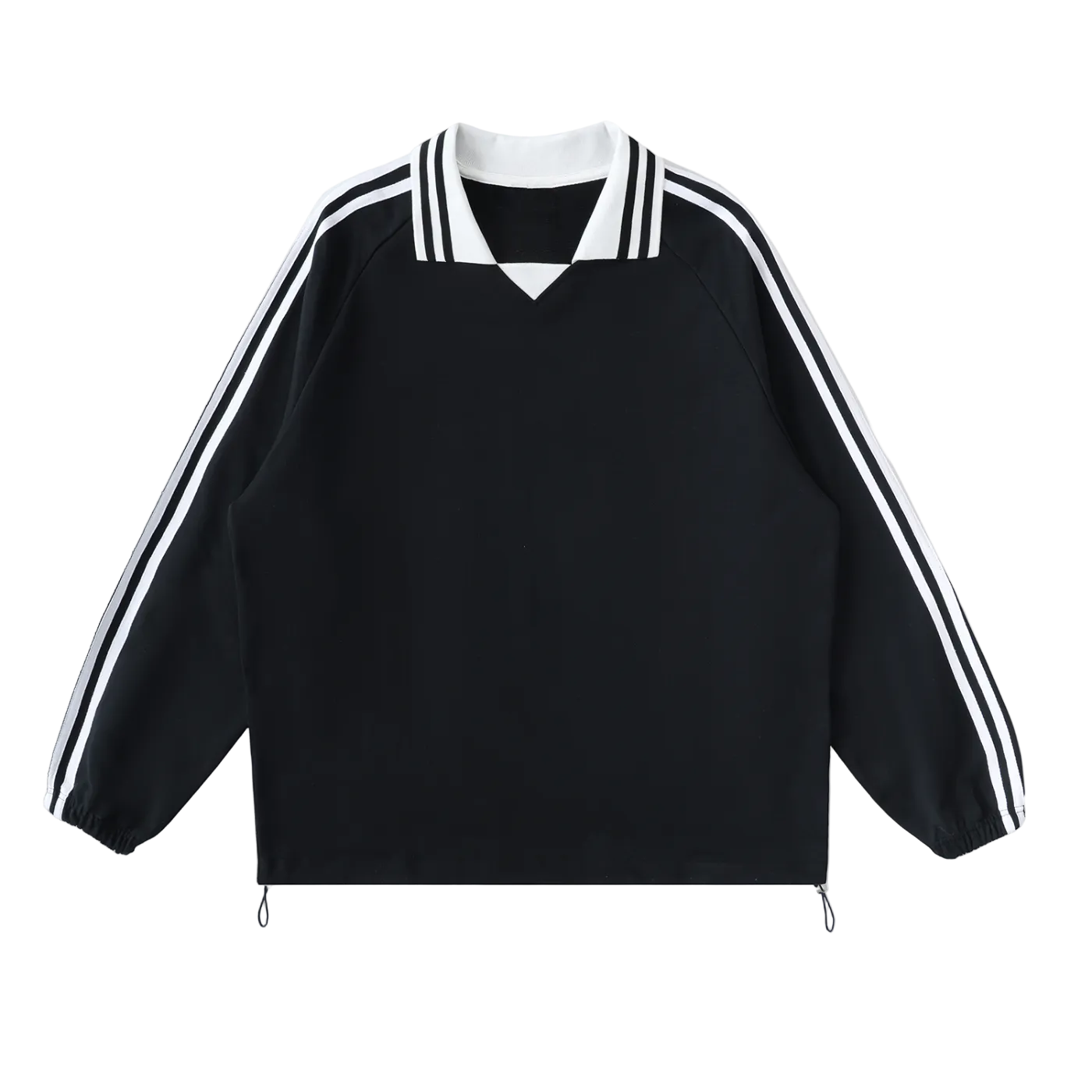 Contrast Striped Lapel Collar Sweatshirt