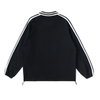 Contrast Striped Lapel Collar Sweatshirt